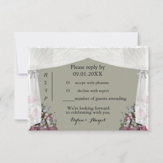 Invitación a RSVP de boda Rubor rosada y polvorien (Anverso)