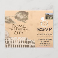 Invitación a RSVP de boda temática de Roma con fot
