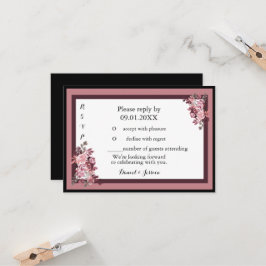 Invitación a RSVP de Dusty Rosa Burgandy Wedding