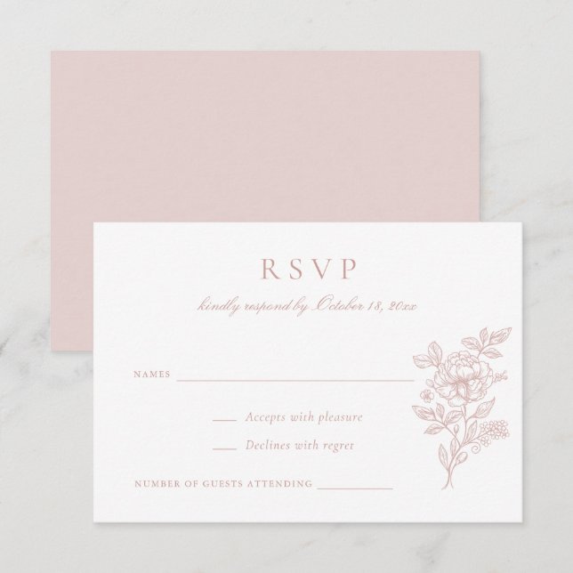 Invitación a RSVP de la boda floral elegante de Ru (Anverso / Reverso)