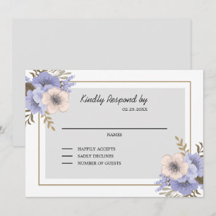Invitación a RSVP de las flores de Beige y Lilac