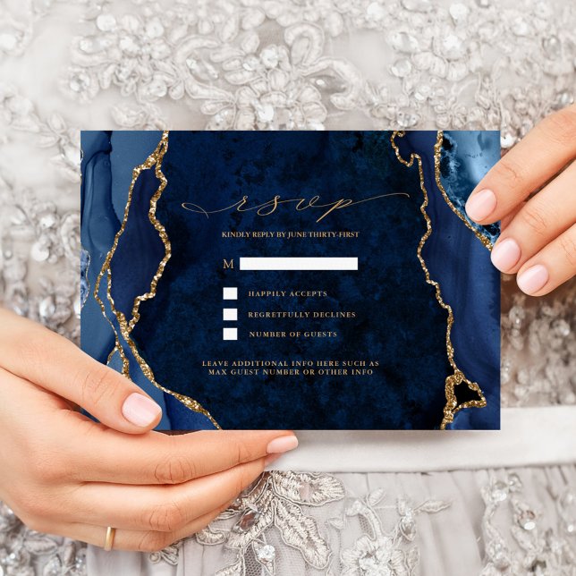 Invitación a RSVP de matrimonio de mármol y de oro (Subido por el creador)