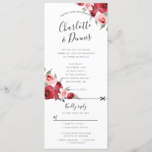 Invitación a rsvp para boda floral acuarela