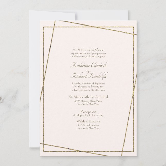 Invitación a Rubor de boda formal y elegante (Anverso)