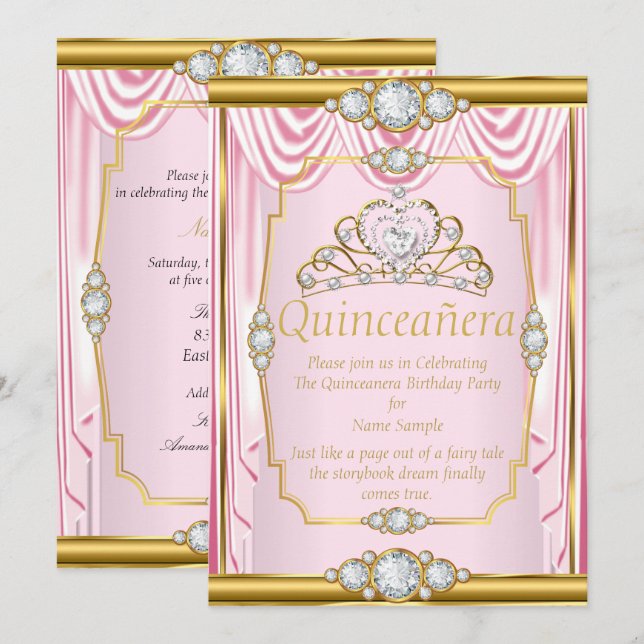 Invitación a Rubor de la princesa de seda dorada r (Anverso / Reverso)