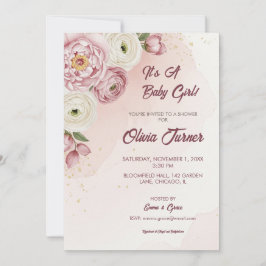 Invitación a Rubor Floral Baby Shower con eleganci