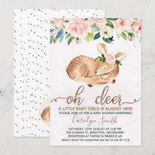 Invitación a Rubor Floral Oh Deer Baby Shower