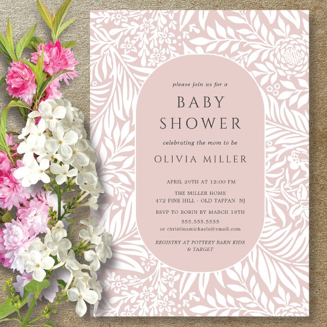 Invitación a Rubor Leaf Floral Baby Shower (Subido por el creador)