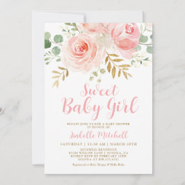 Invitación a Rubor Pink Floral Baby Shower
