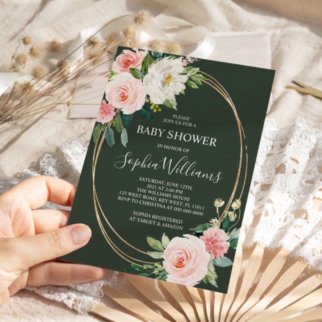 Invitación a Rubor Pink Floral Baby Shower (Subido por el creador)