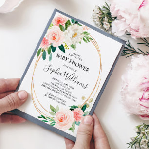 Invitación a Rubor Pink Floral Baby Shower