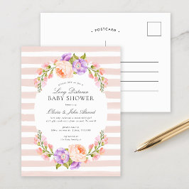 Invitación a Rubor Stripe and Bloom Baby Shower