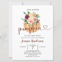 Invitación a Rubor y Marsala Pumpkin Floral en Bab