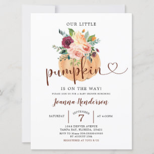 Invitación a Rubor y Marsala Pumpkin Floral en Bab