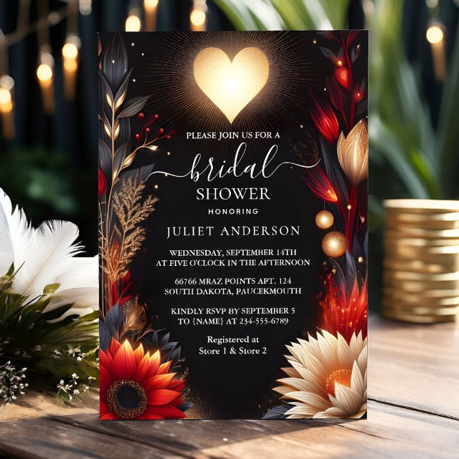 Invitación A Ruby Claret White Heart Red Black Bridal Shower (Subido por el creador)