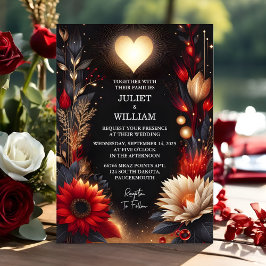 Invitación A Ruby Thick Claret White Heart Red Black Boda