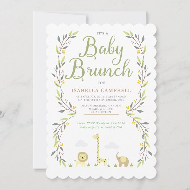 Invitación a Safari Baby Brunch (Anverso)