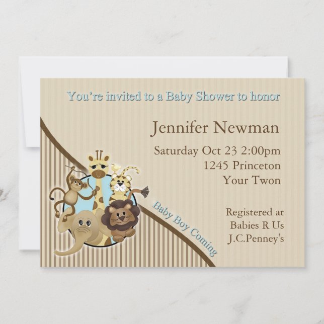 Invitación a Safari Baby Shower (Anverso)