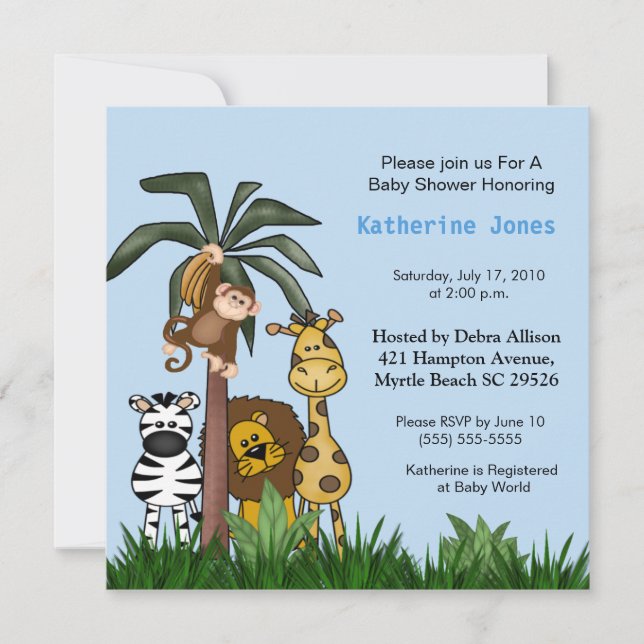 Invitación a Safari Baby Shower (Anverso)
