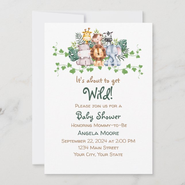 Invitación a Safari Baby Shower (Anverso)