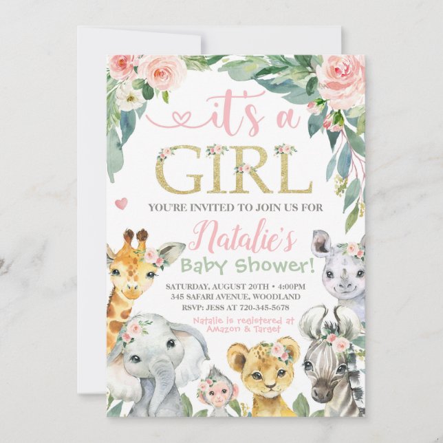 Invitación a Safari Baby Shower (Anverso)