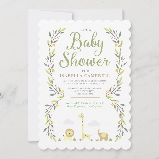 Invitación a Safari Baby Shower (Anverso)