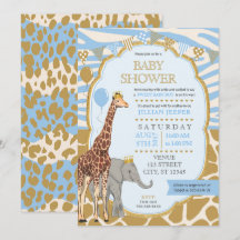 Invitación a Safari Baby Shower - Blue Boy