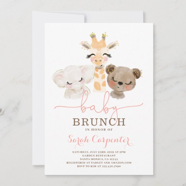 Invitación a Safari Baby Shower Brunch (Anverso)