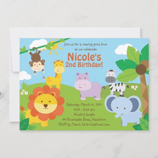 Invitación a Safari/Invitación a cumpleaños Safari (Anverso)