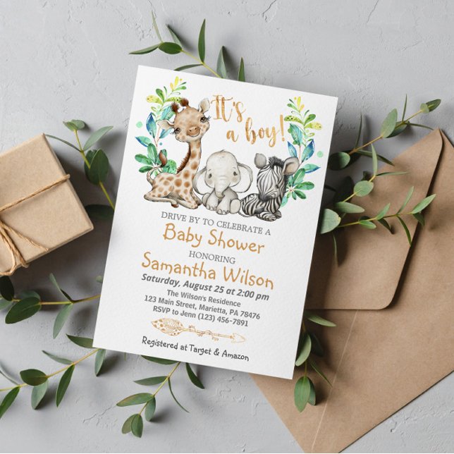Invitación a Safari Wild Boy Baby Shower (Subido por el creador)