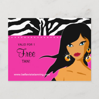 Invitación a salón de bronceado a mujer étnica ceb