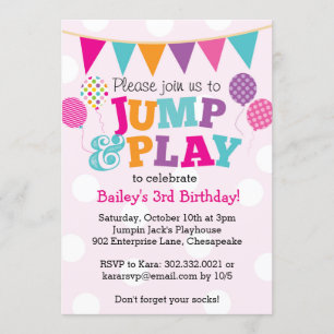 Invitación a Saltar y Jugar Globos (Pink & Purple)