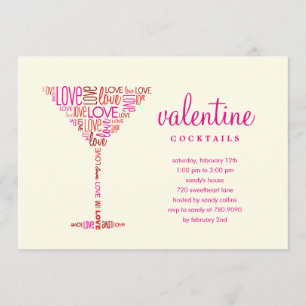 Invitación a San Valentín a la fiesta de cócteles