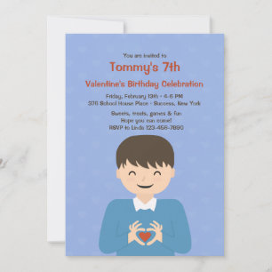 Invitación a San Valentín a la fiesta de cumpleaño