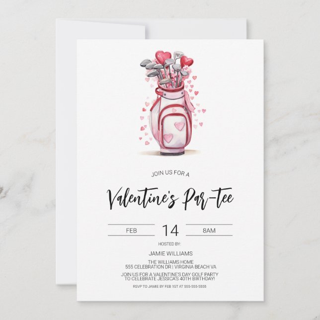Invitación a San Valentín de golf, golf de San Val (Anverso)