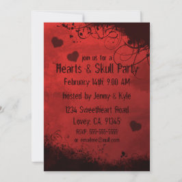 Invitación a San Valentín de Red Grunge Damask