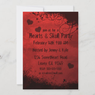 Invitación a San Valentín de Red Grunge Damask