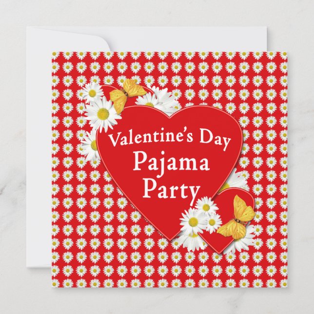 Invitación a San Valentín Fiesta Pajama (Anverso)