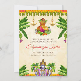 Invitación a Satyanarayan, invitación a puja india