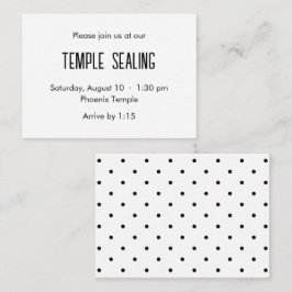 Invitación a sellar templo de polka blanco y negro