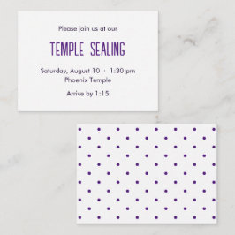 Invitación a sellar templo de polka morado y blanc
