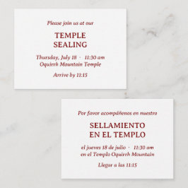 Invitación a sellar templo español-inglés rojo