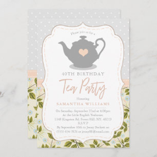 Invitación a Shabby Chic Birthday Tea Party