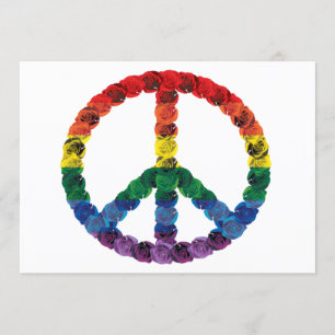 Invitación a signo de paz con bandera arco iris Ro