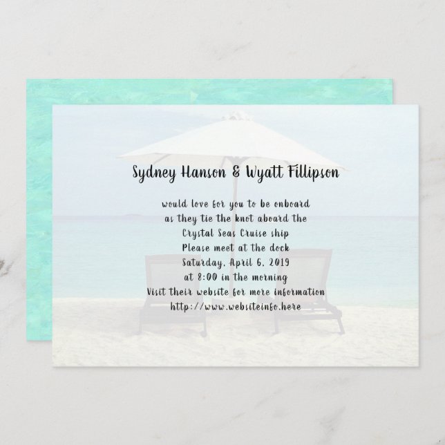 Invitación a sillas de playa de bodas de destino s (Anverso / Reverso)