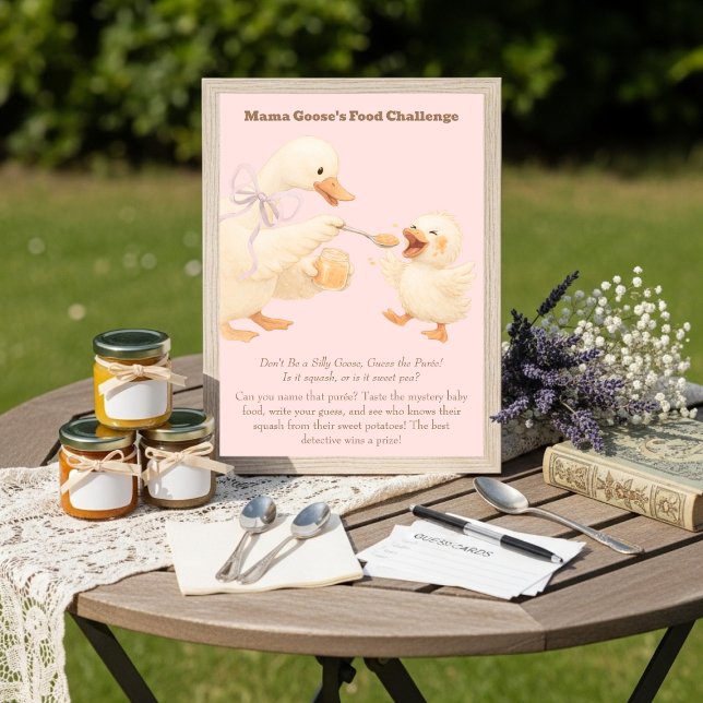 Invitación A silly Goose Pink Baby Food Challenge Game Sign (A silly Goose Pink Baby Food Challenge Game Sign)