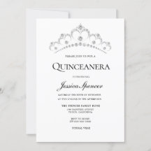 Invitación a Silver y Navy Diamond Tiara Quinceane