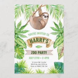 Invitación a Sloth, cumpleaños del zoológico