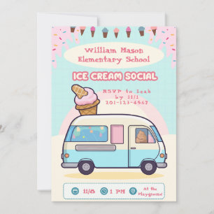 Invitación a Social de Helado con Camión de Helado