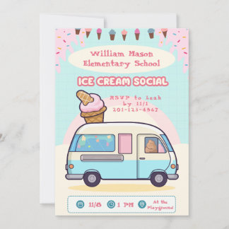 Invitación a Social de Helado con Camión de Helado